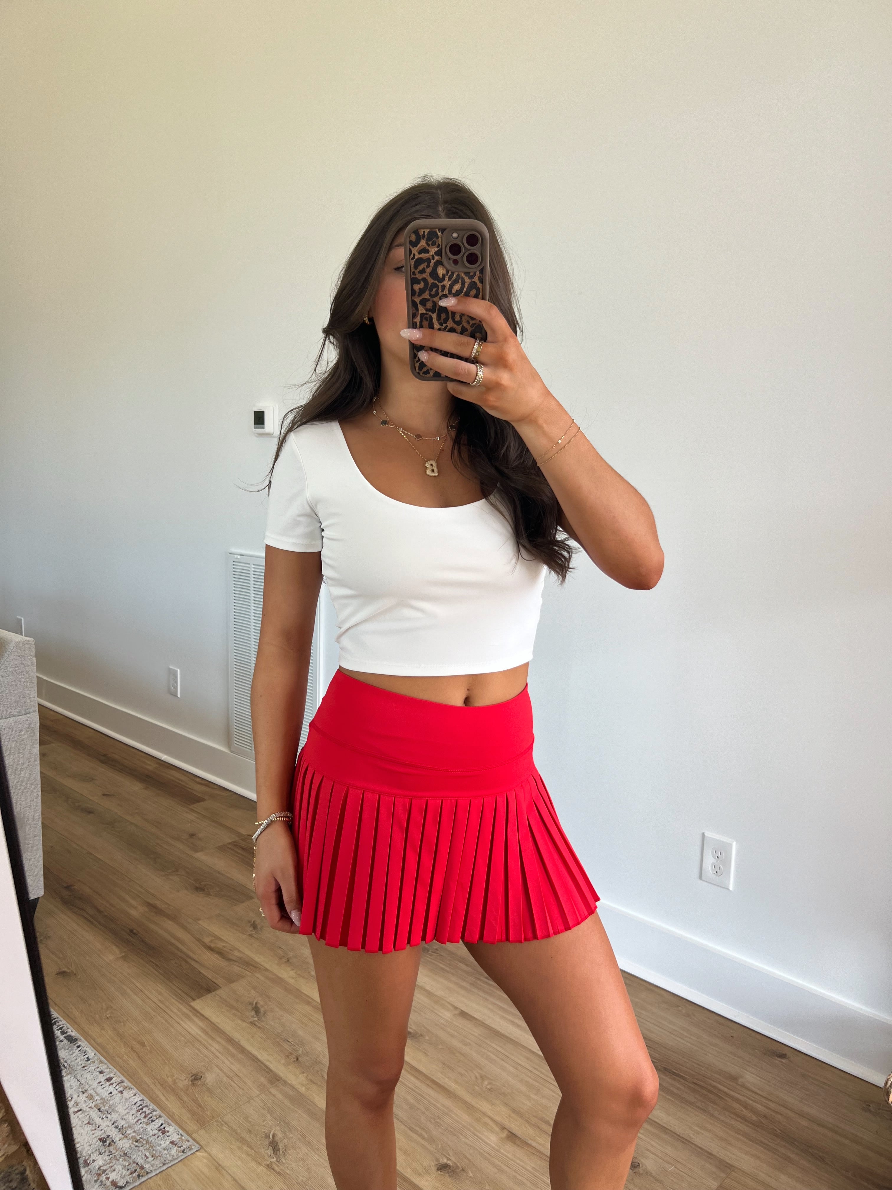 Red Pleated Tennis Skirt