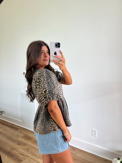 Cheetah Babydoll Blouse