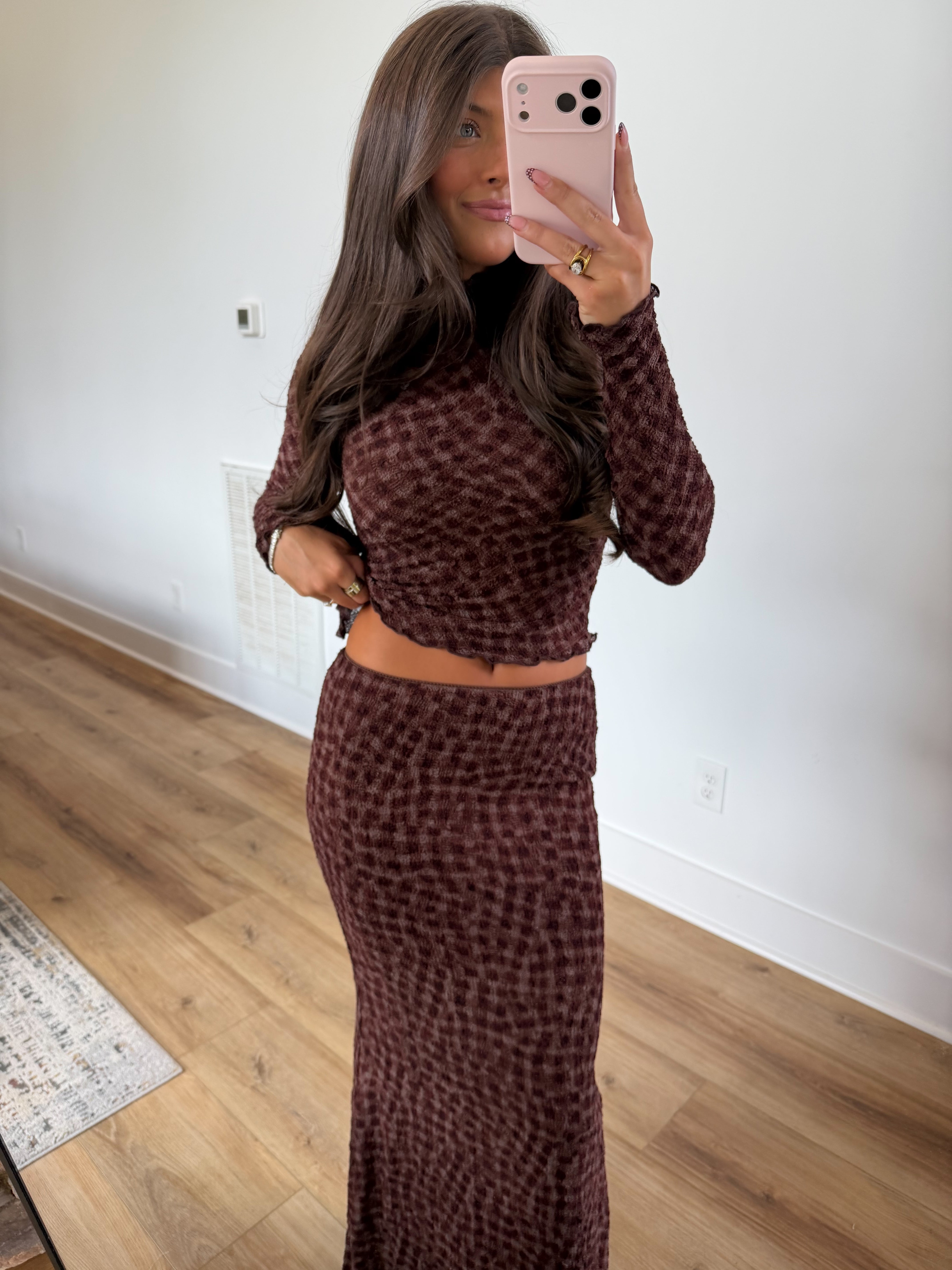 Coffee Gingham Set