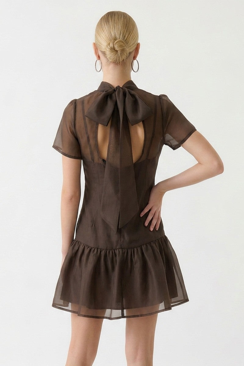 Chocolate Bow Back Mini Dress
