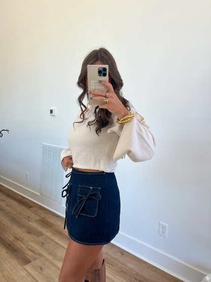 Denim Bow Skort