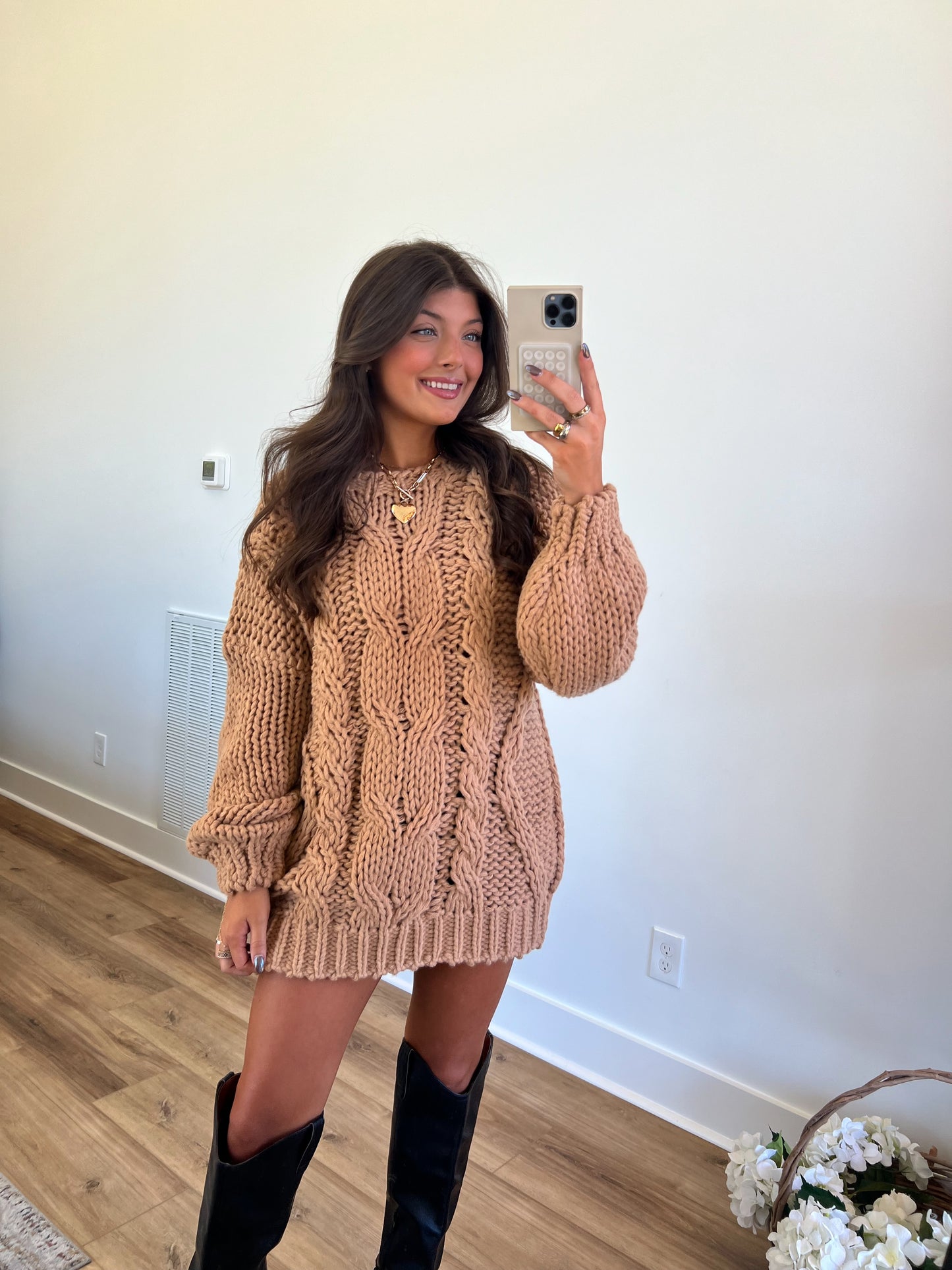 Chunky Tan Knit Dress/Top