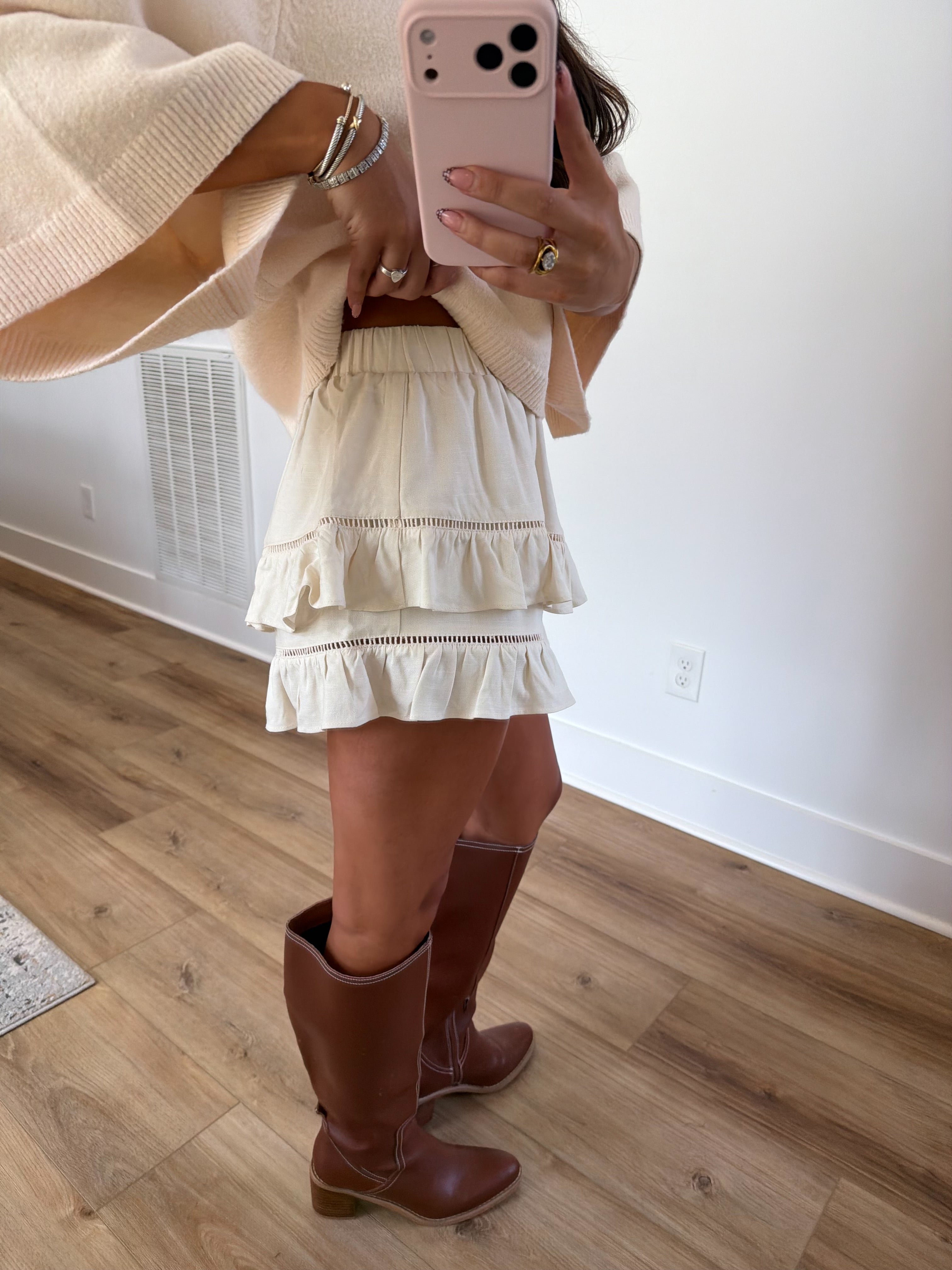 Cream Ruffle Short