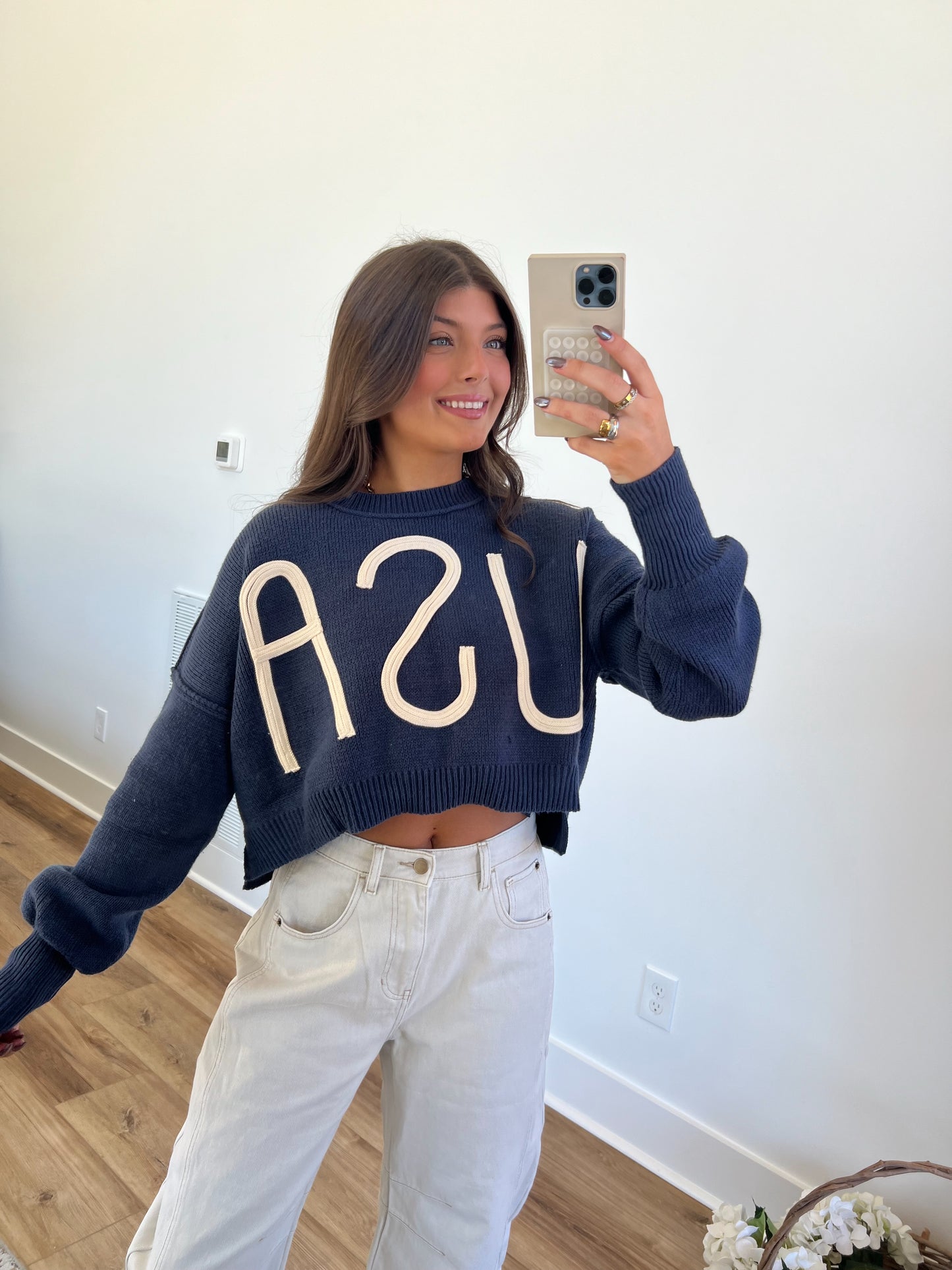 USA Slouchy Cropped Sweater