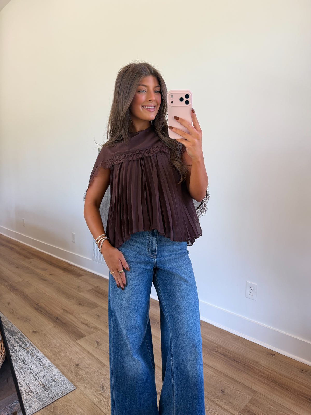 Brown Pleat Blouse