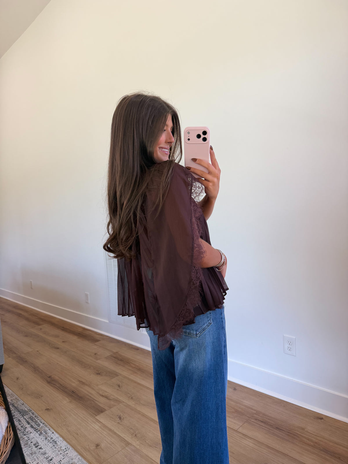 Brown Pleat Blouse