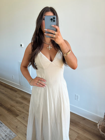 Beige Open Back Maxi Dress
