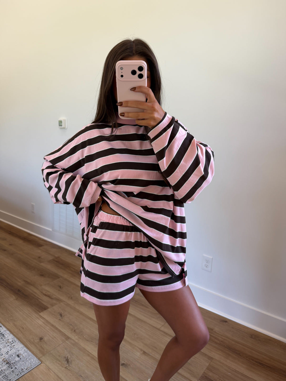 Charlie Stripe Set (Pink/Brown)
