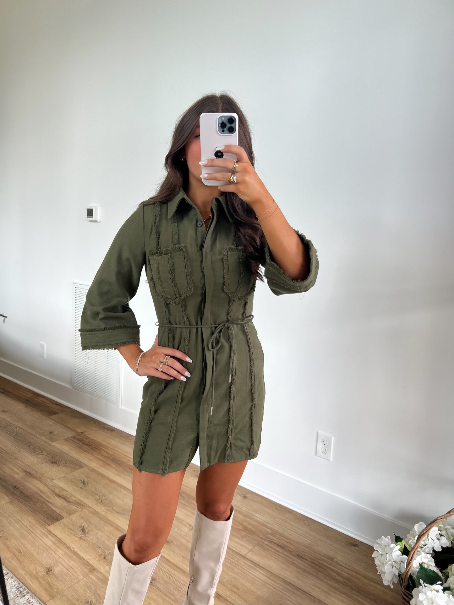 Green Frill Mini Dress