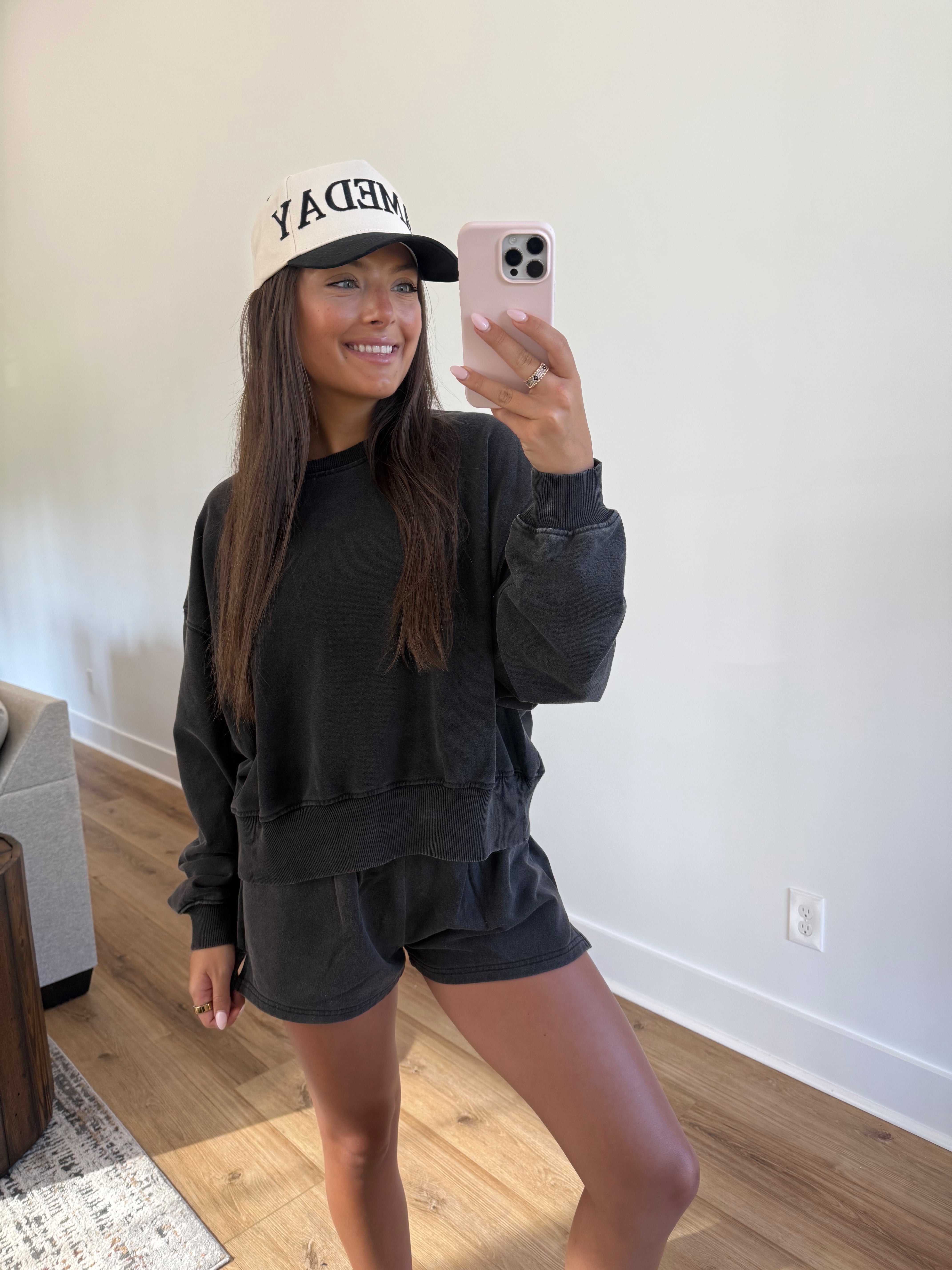 Washed Black Sweatshort Set