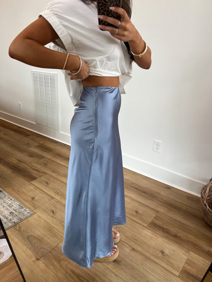 Sky Blue Silk Skirt