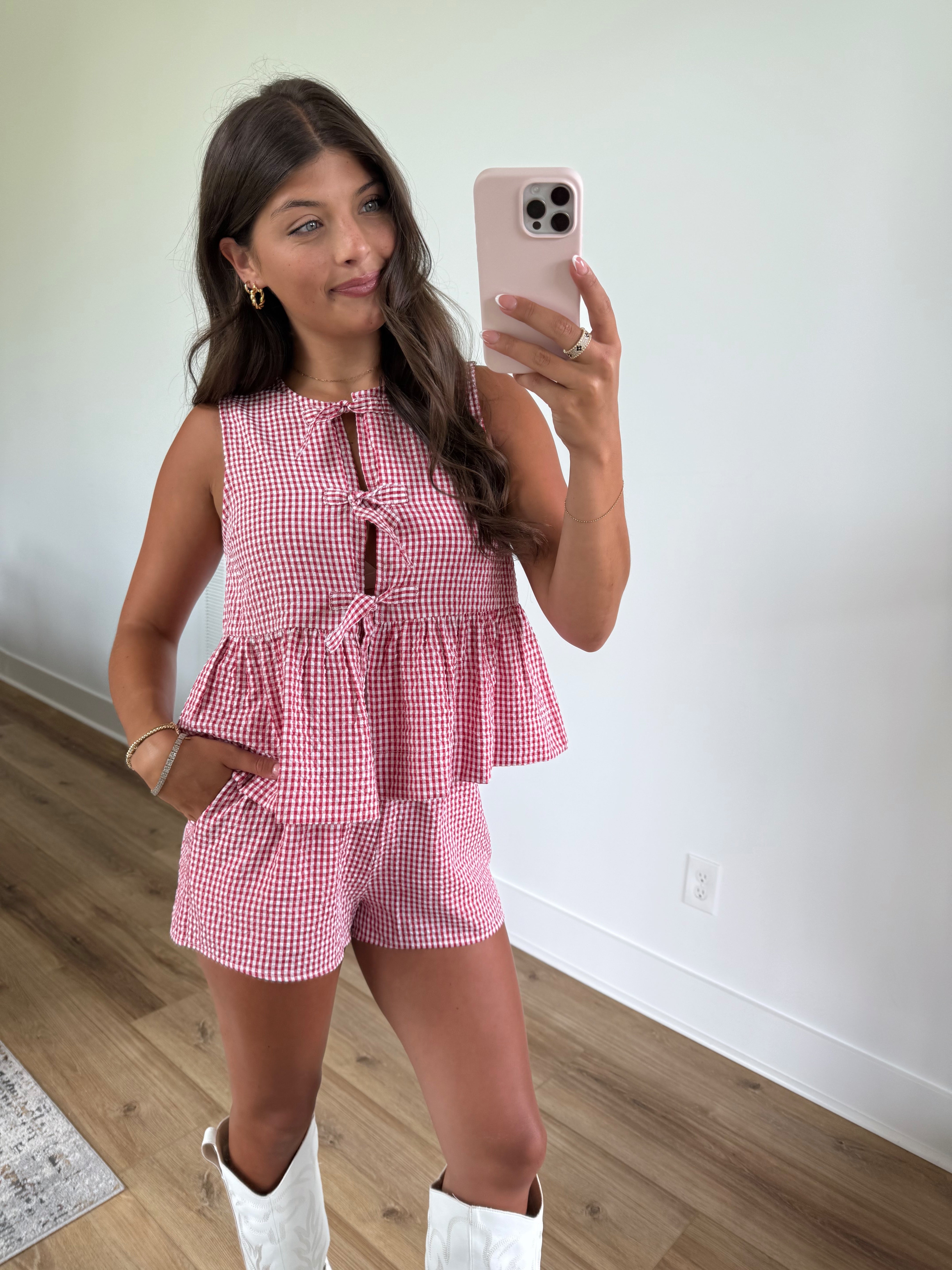 Red Tie Gingham Set