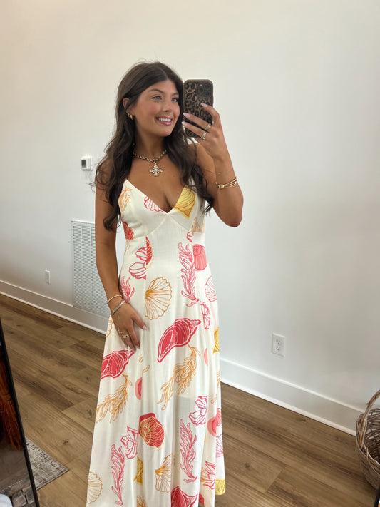 Seashell Open Back Maxi Dress