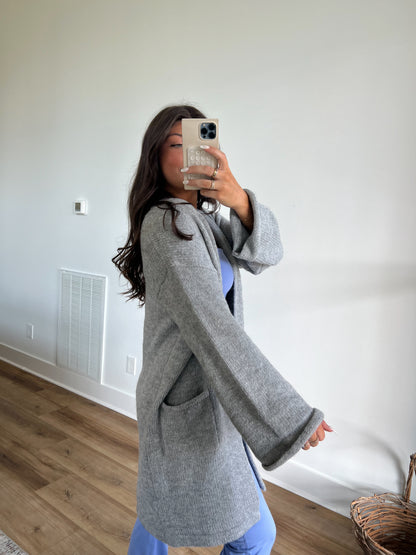 Grey Rolled Edge Cardigan