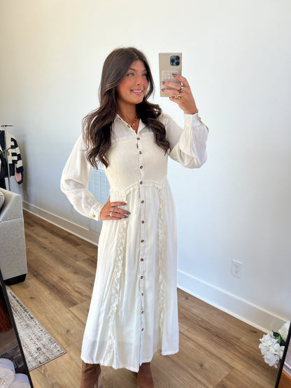 Cream Western Bodice Maxi Dress