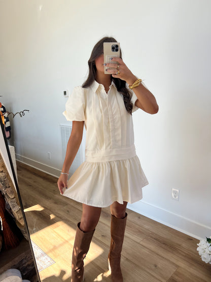 Cream Collared Mini Dress