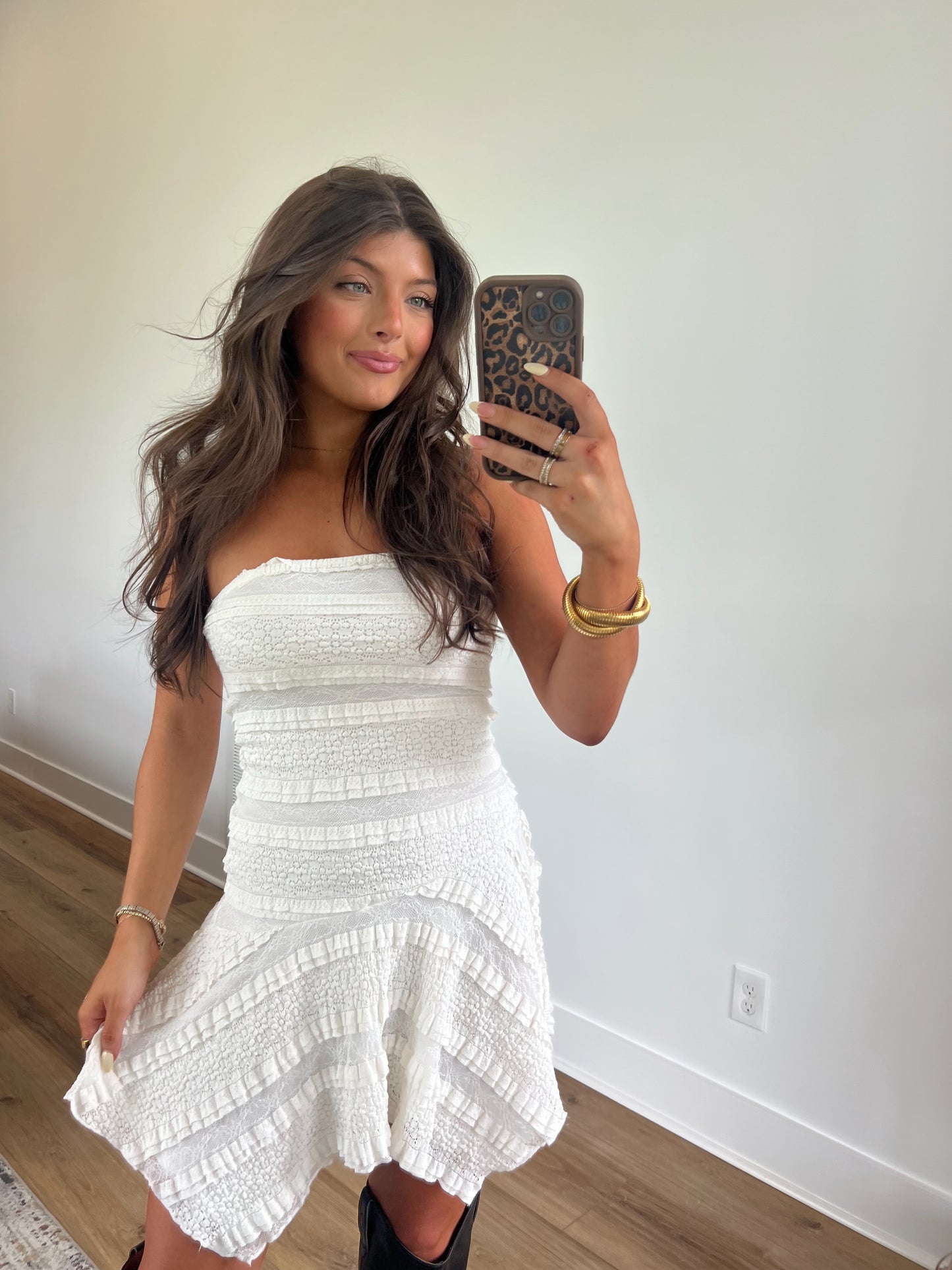 Howdy Lace Asymmetrical Mini Dress