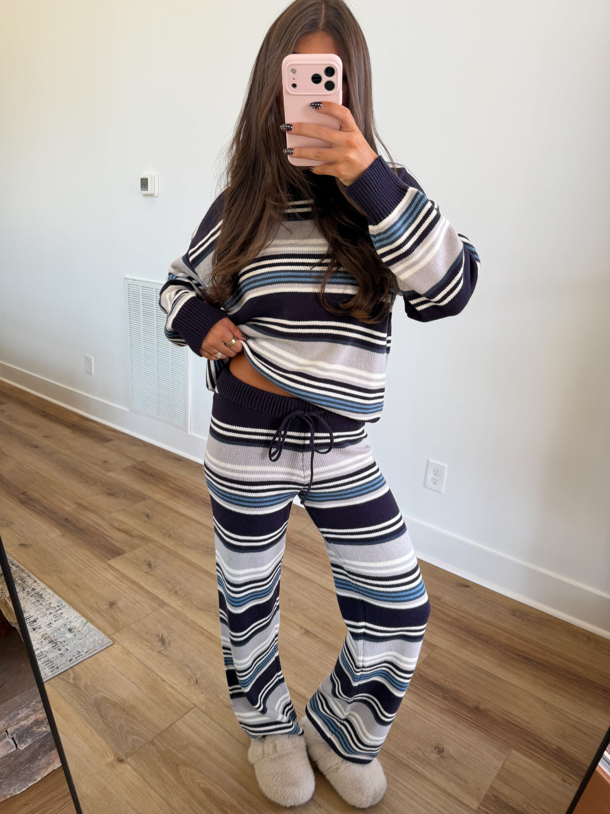 Mixed Stripe Knit Set (Navy Multi)