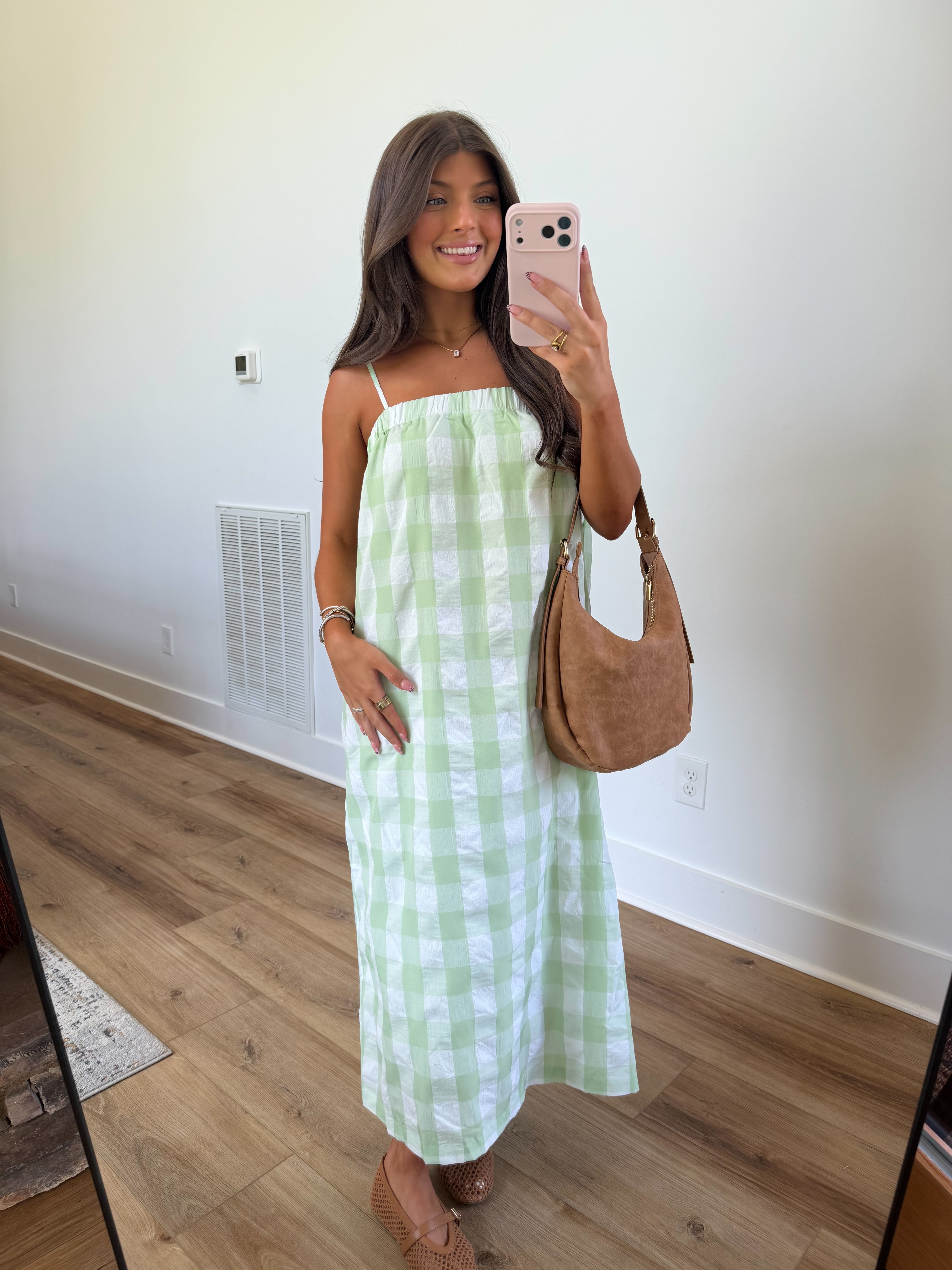 Green Apple Gingham Maxi