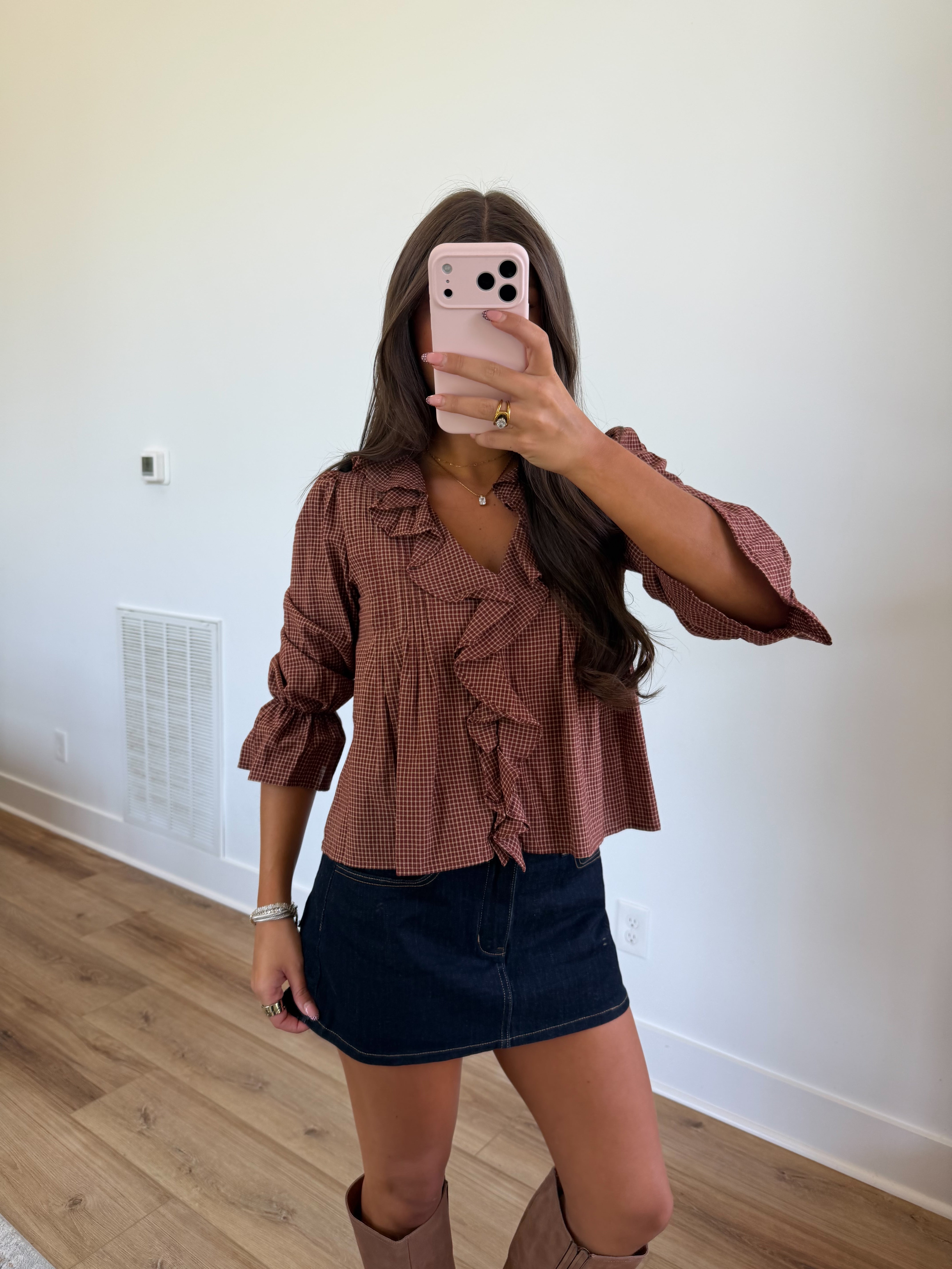Sydney Gingham Ruffle Top