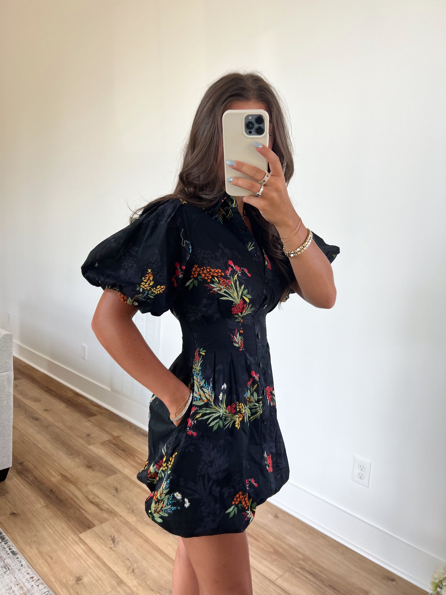 Midnight Bloom Bubble Dress