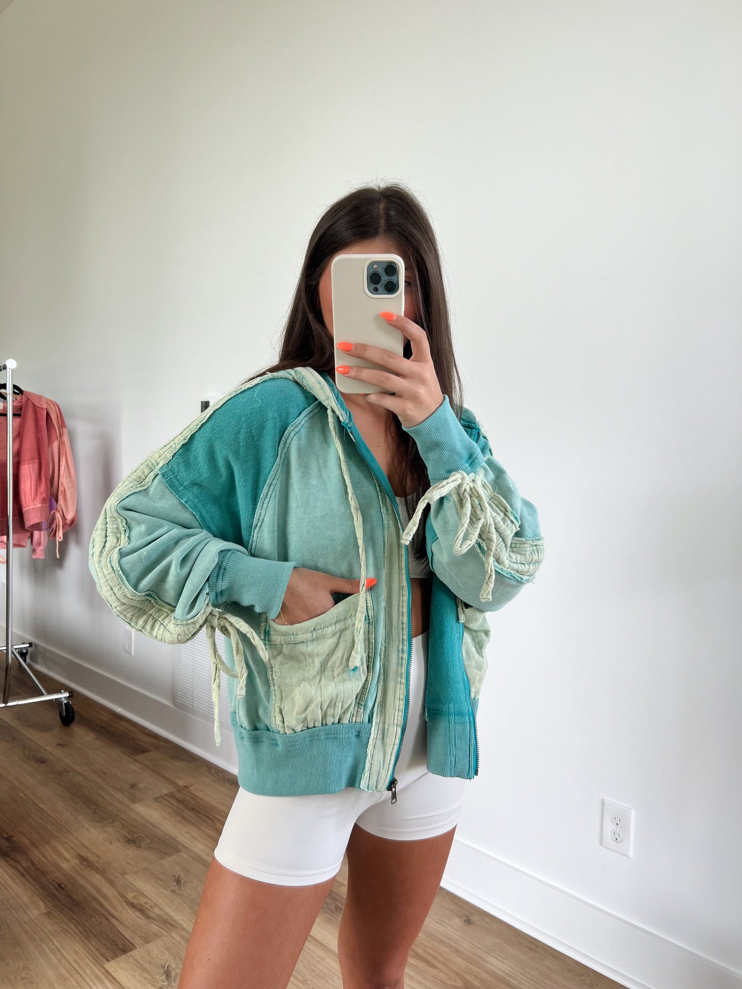 Teal Washed Zip-Up Jacket