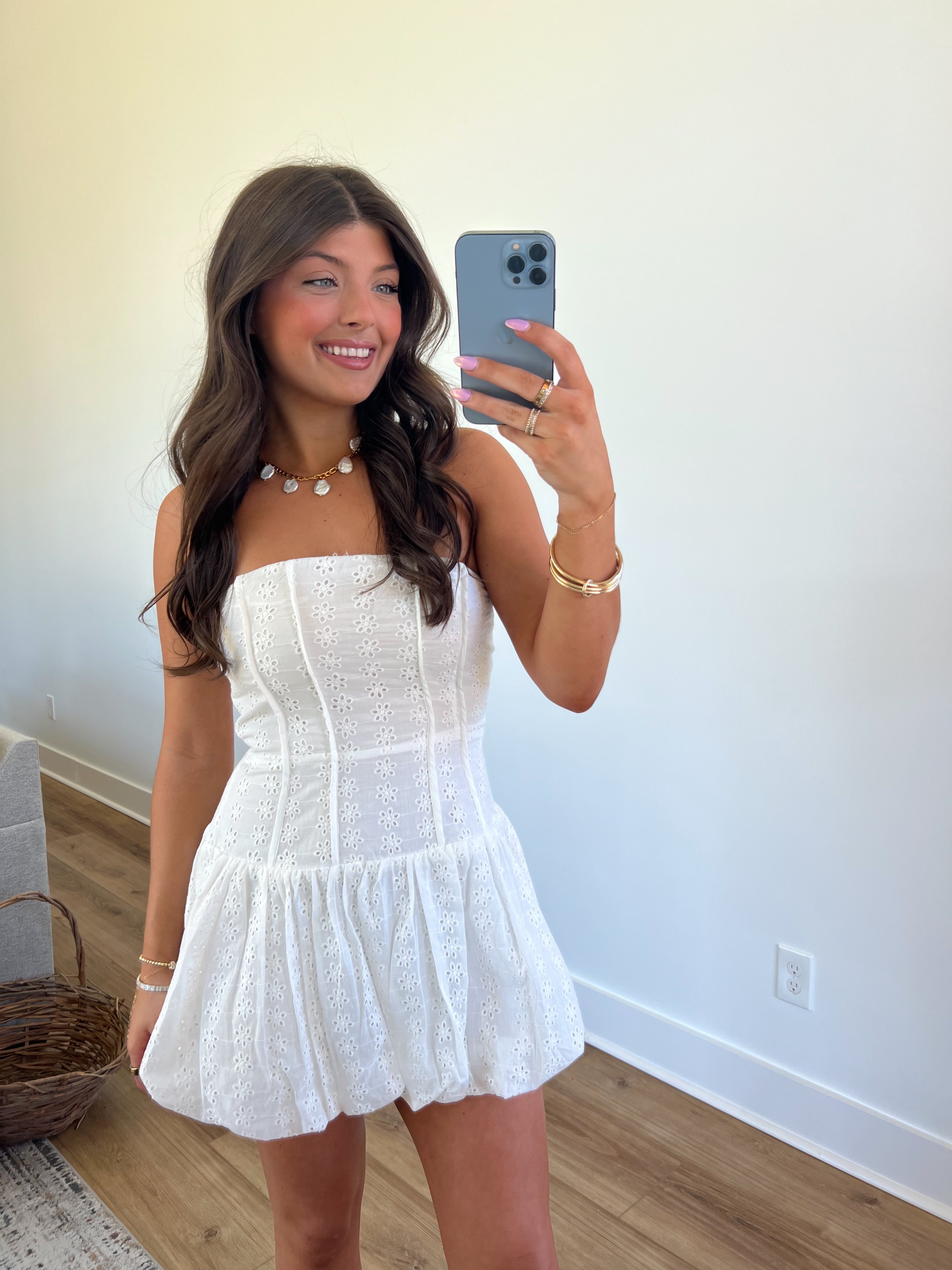 Classy Eyelet Mini Dress