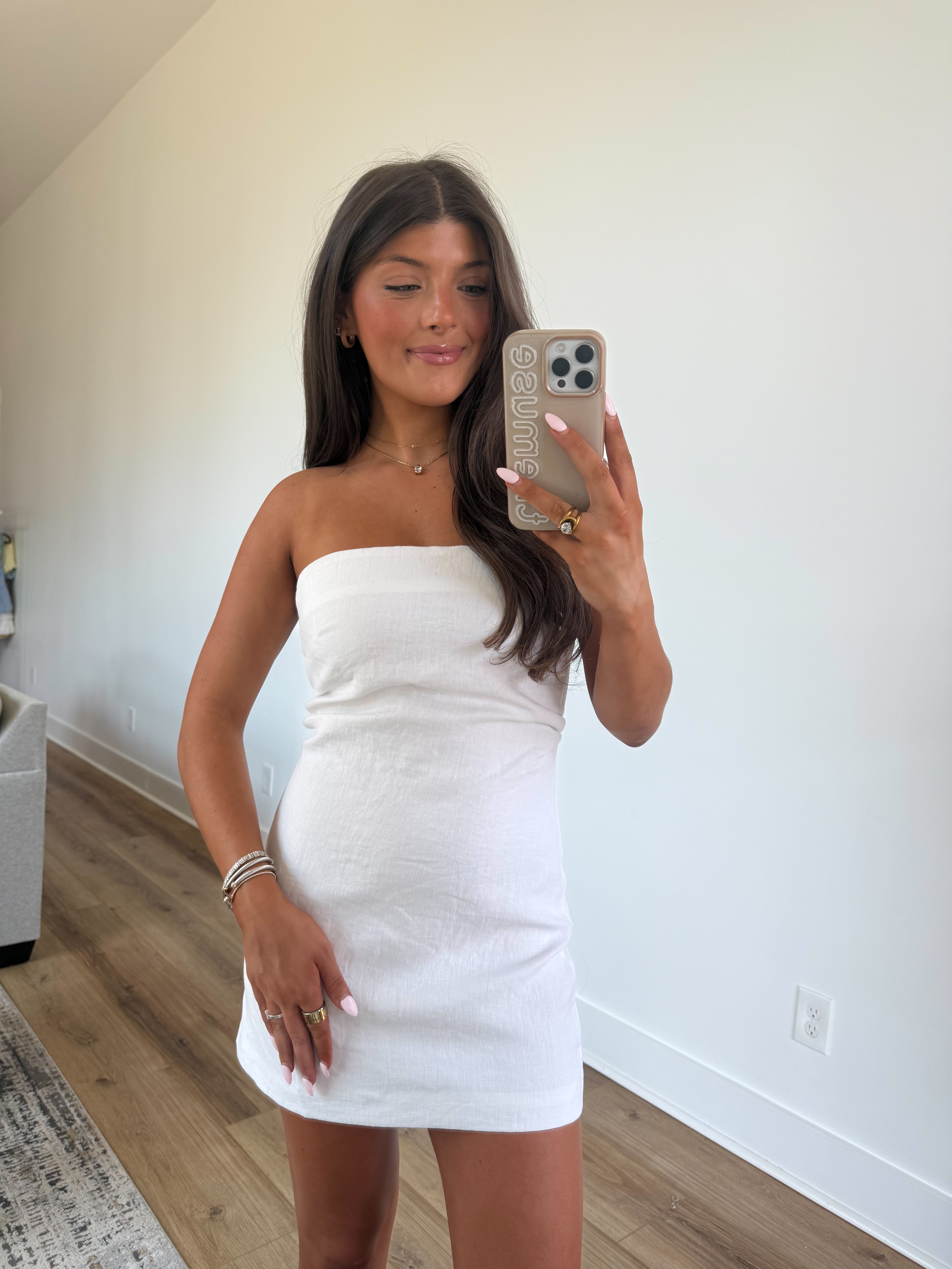 White Linen Mini Dress