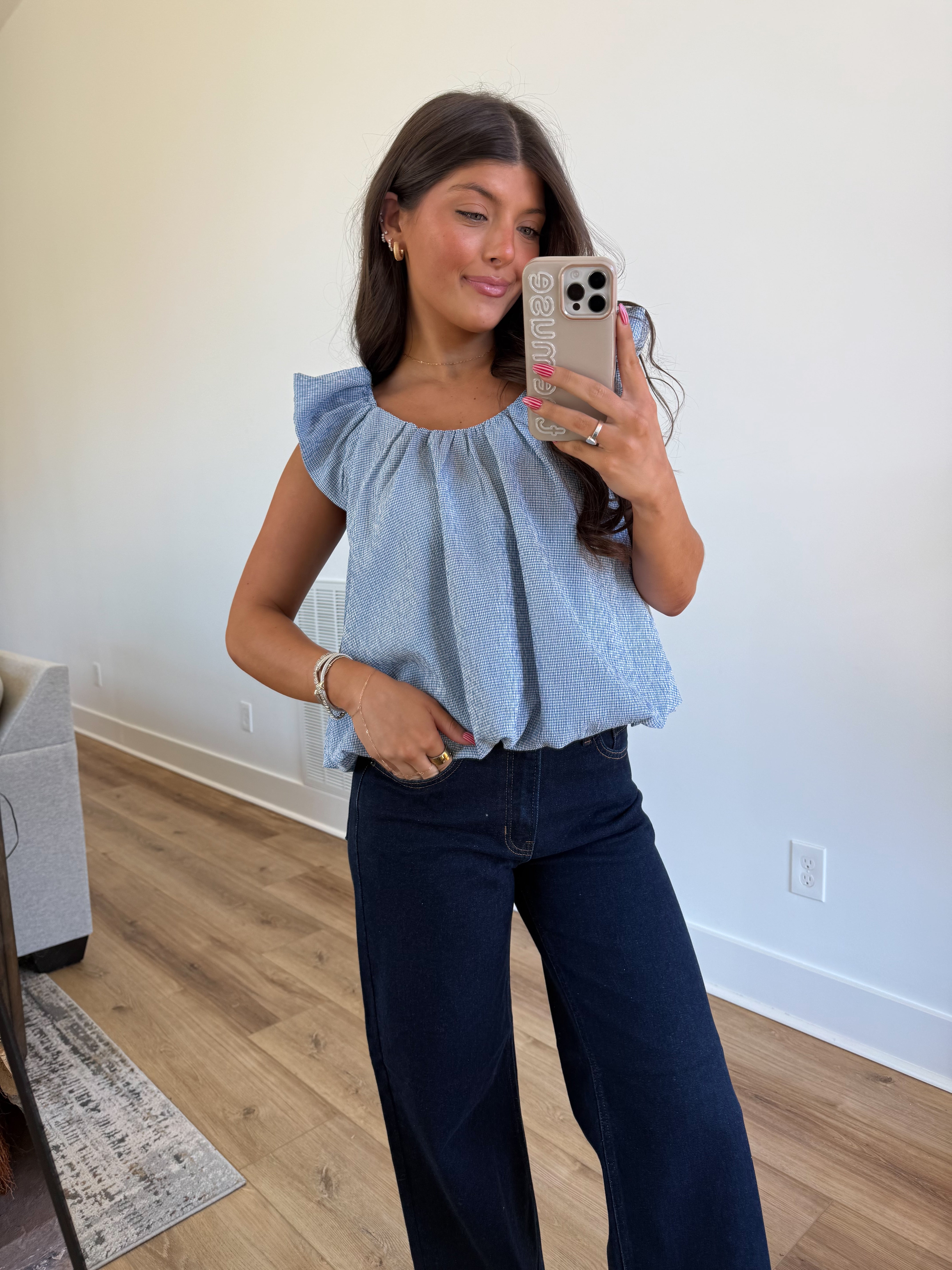 Blue Gingham Spring Top