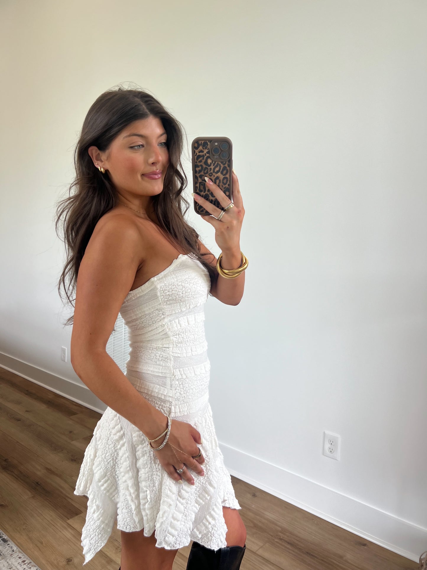 Howdy Lace Asymmetrical Mini Dress