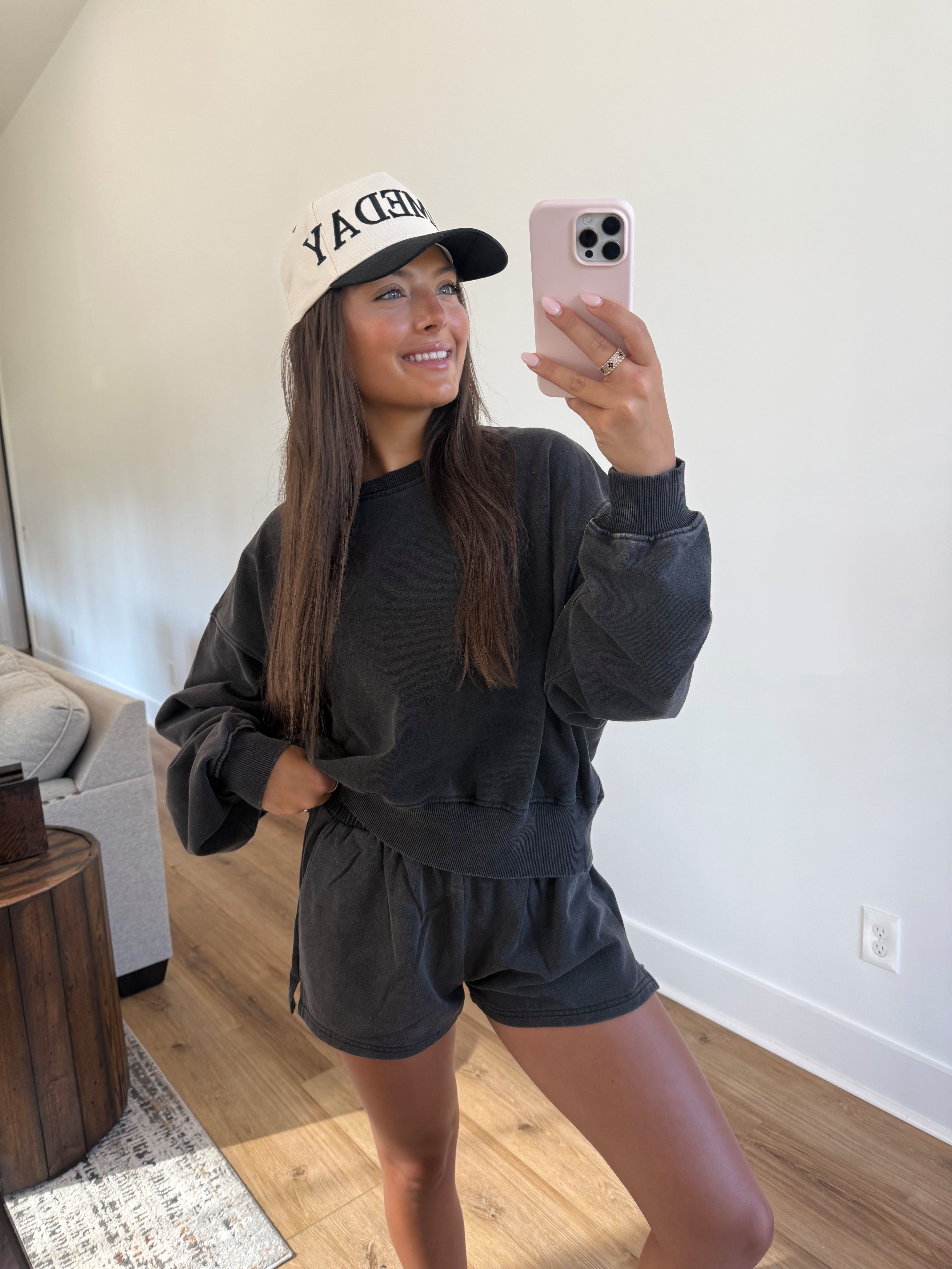 Washed Black Sweatshort Set