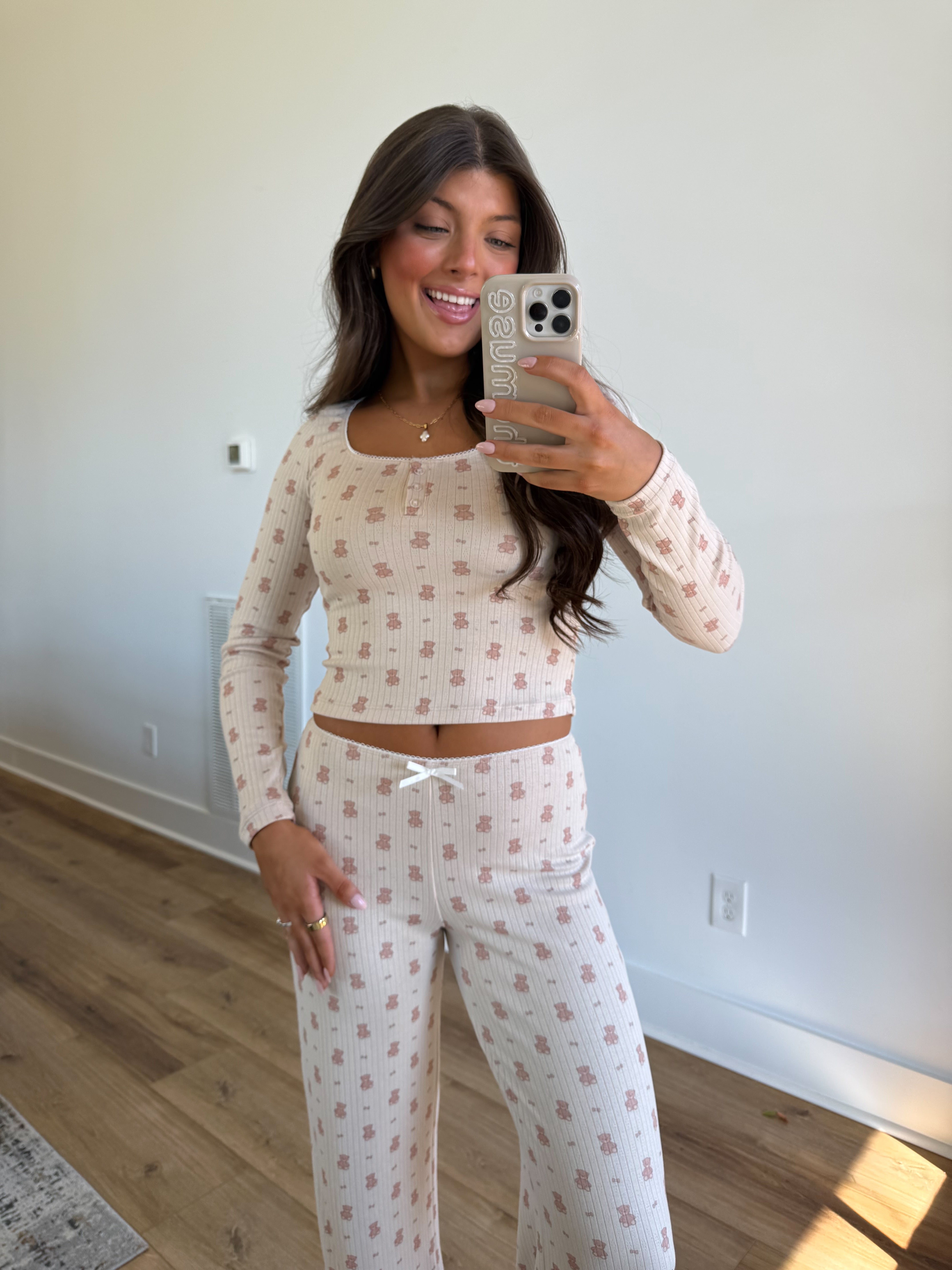Cream Bear Pajama Set