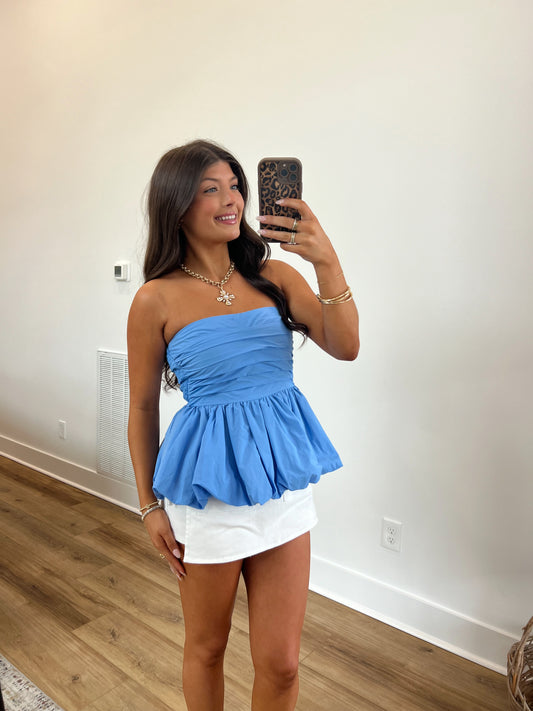 Baby Blue Peplum Blouse