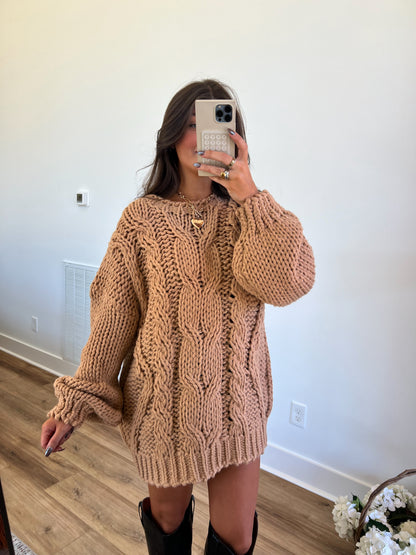 Chunky Tan Knit Dress/Top