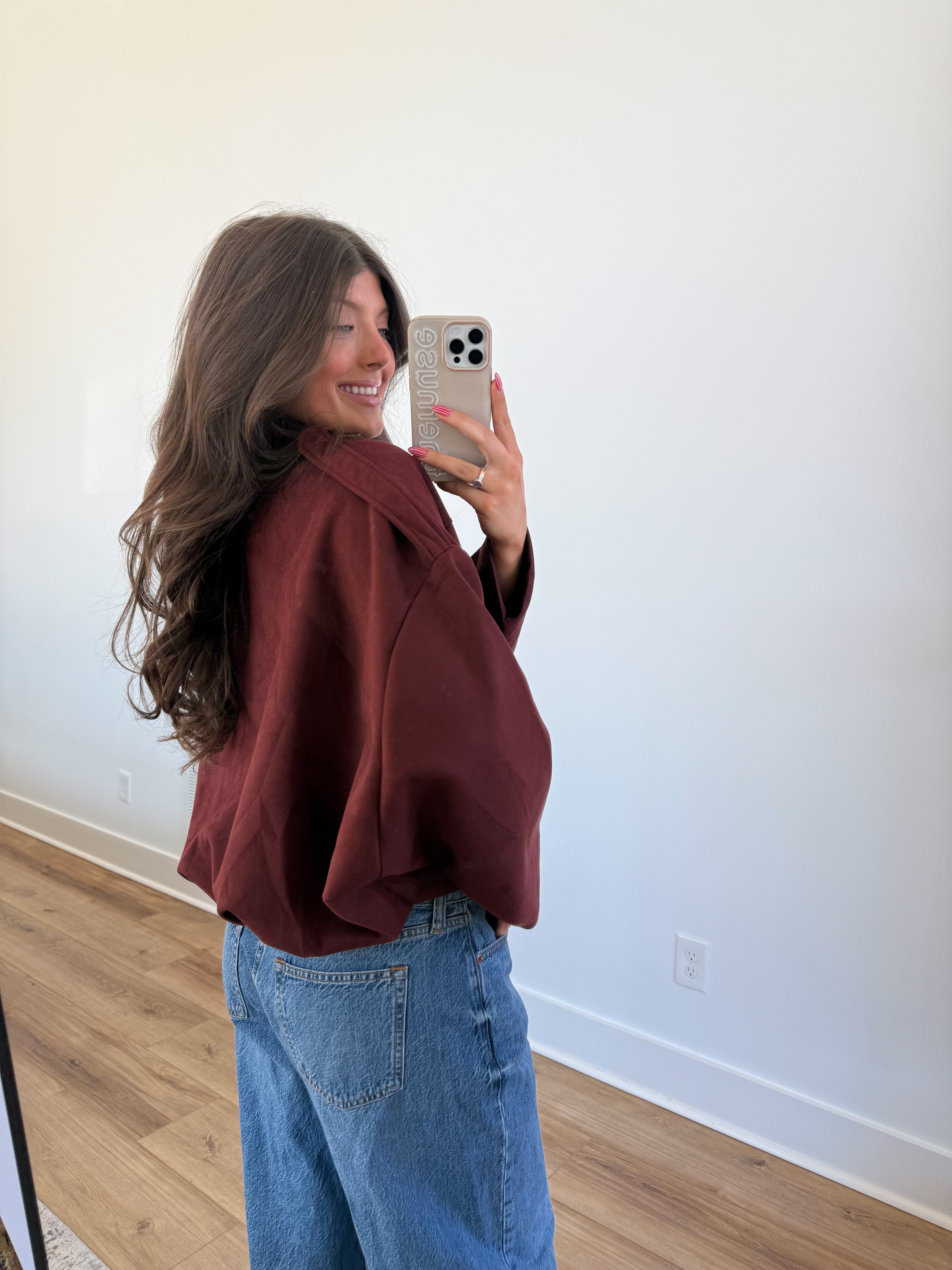 Suede Bomber Jacket (Wine)