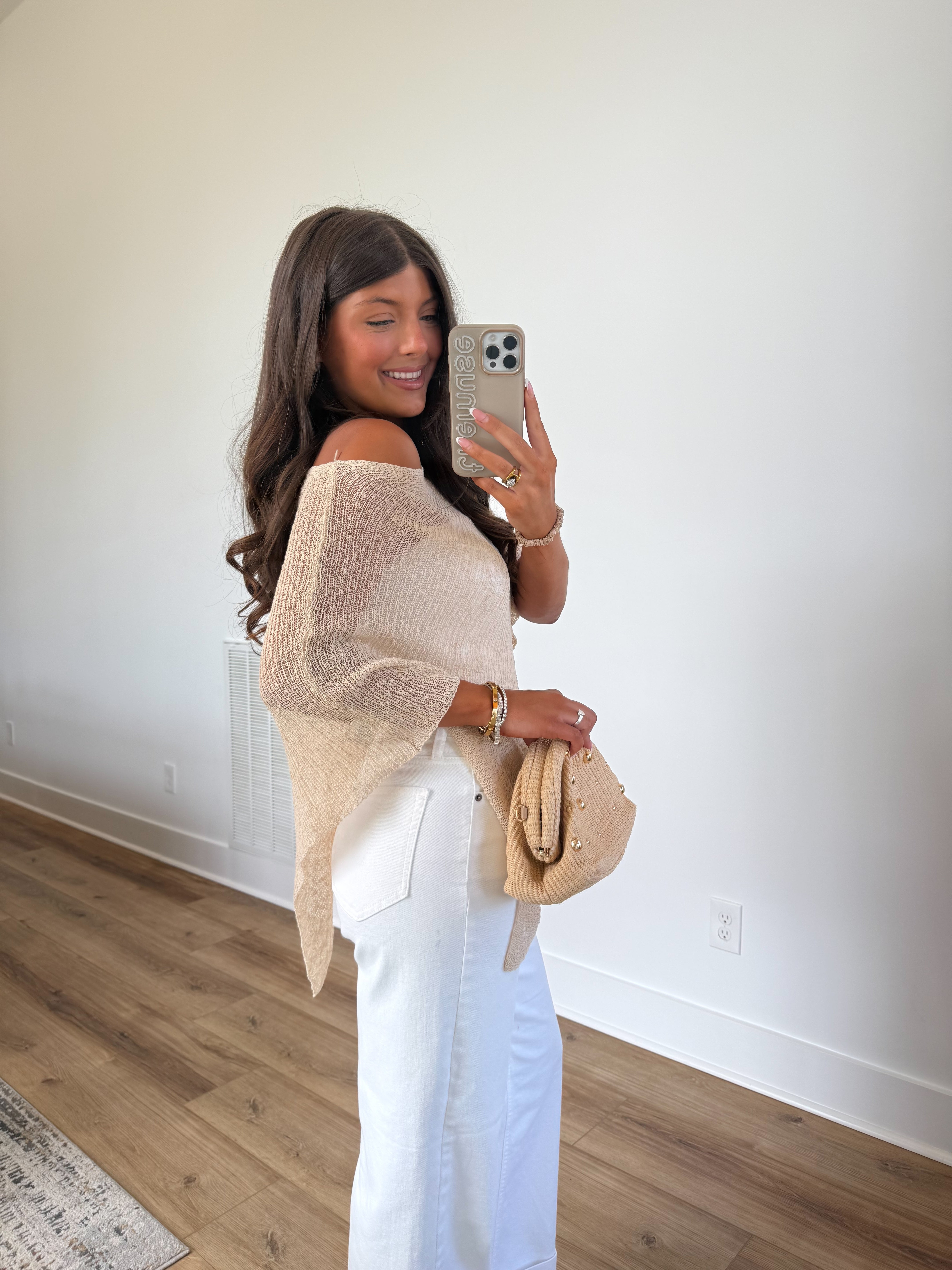 Beige Poncho Top