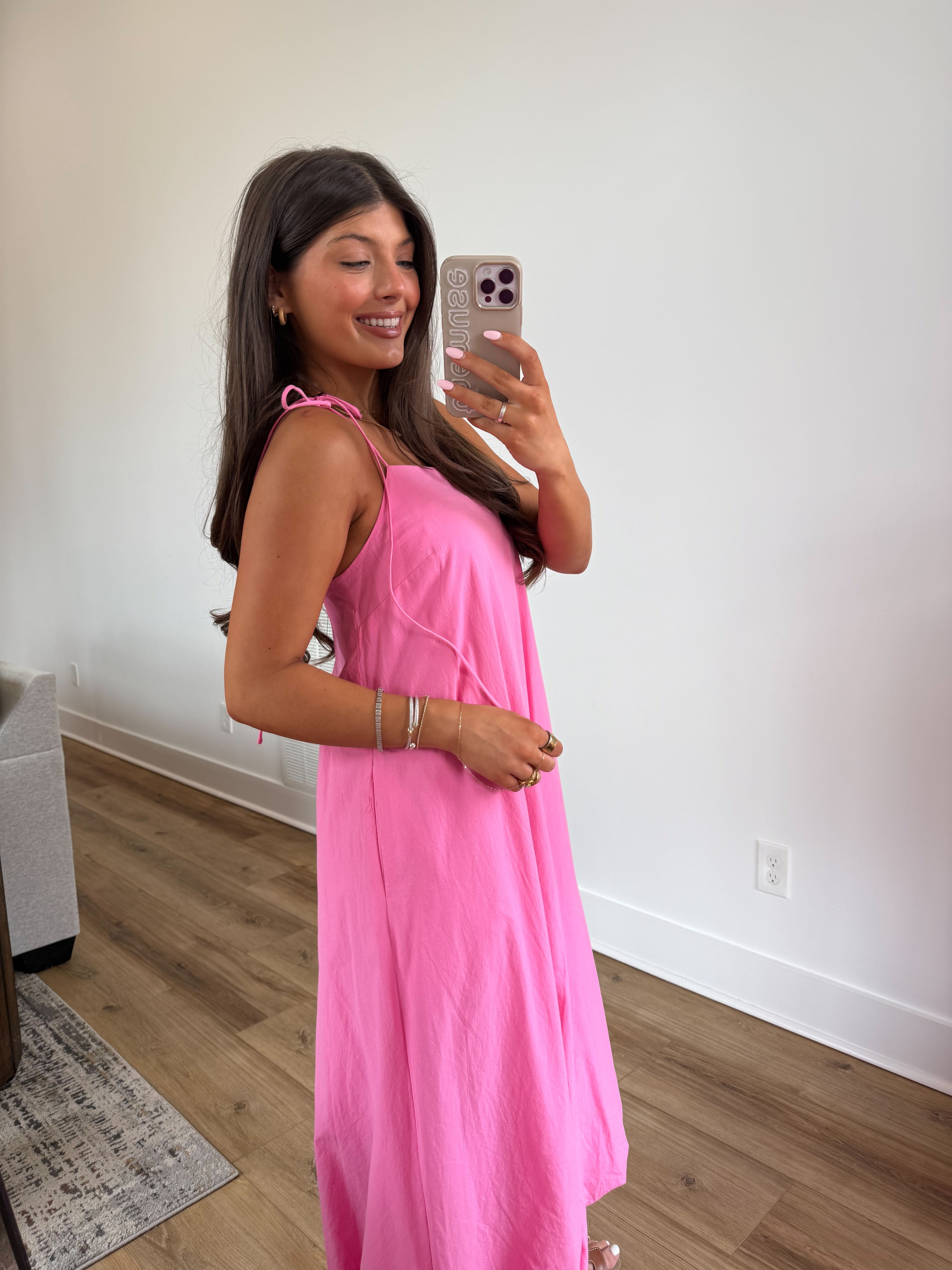 Bubble Hem Midi Dress (Bubblegum)