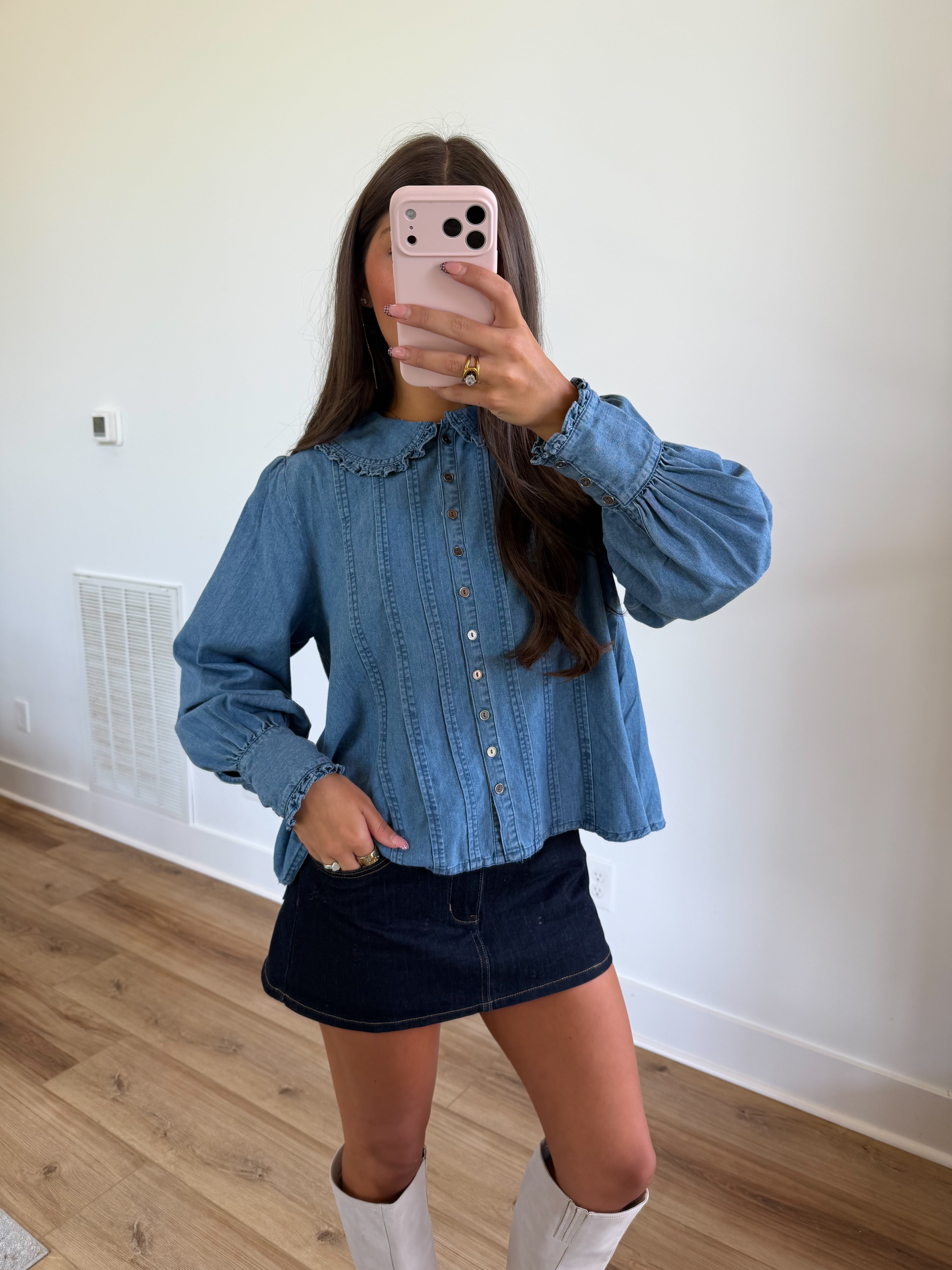 Collar Me Cute Denim Top