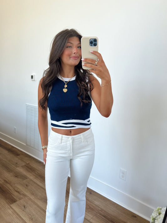 Navy Twist Top