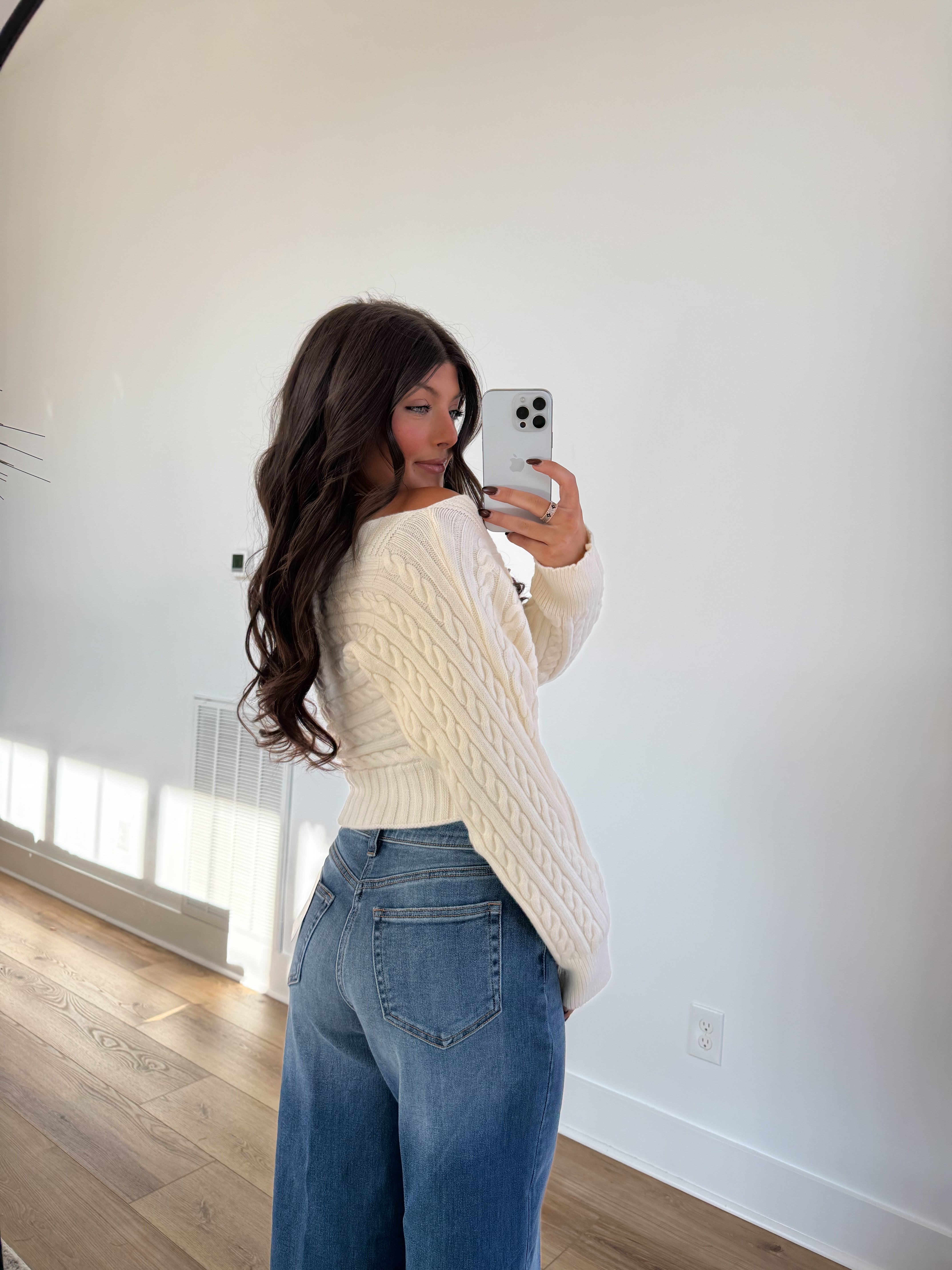 Cream Off The Shoulder Sweater