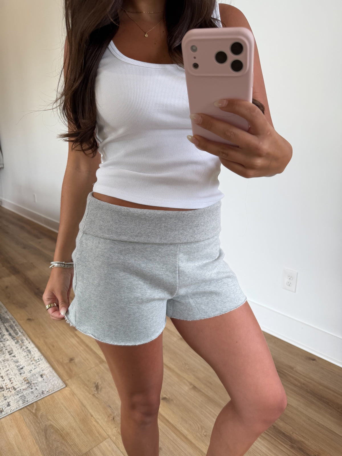 Grey Foldover Sweatshorts