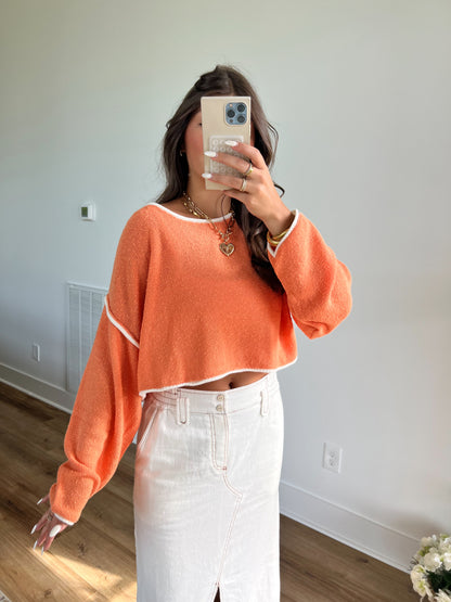 Orange Boat Neck Sweater