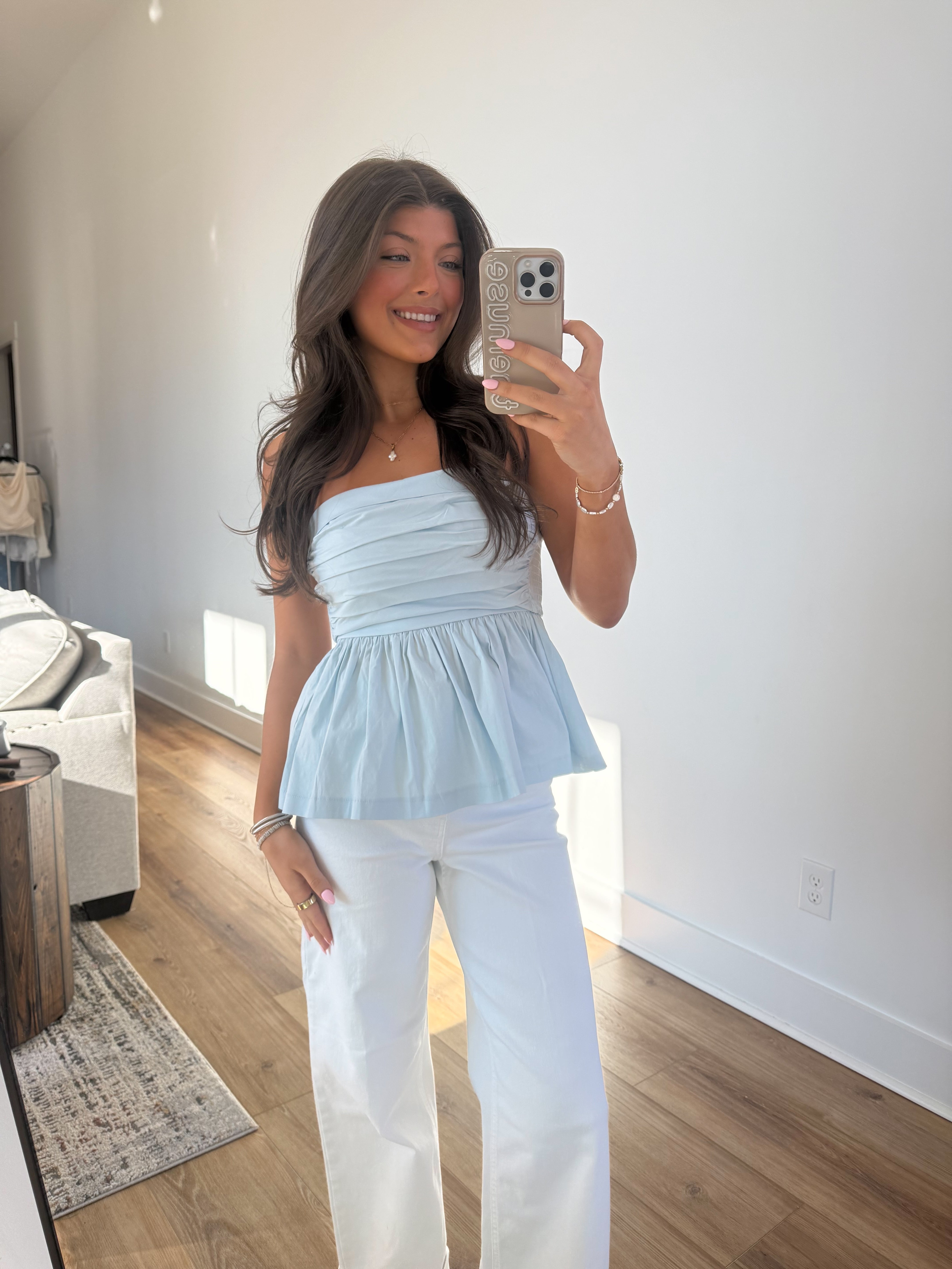 The Nantucket Strapless Top (Sky Blue)