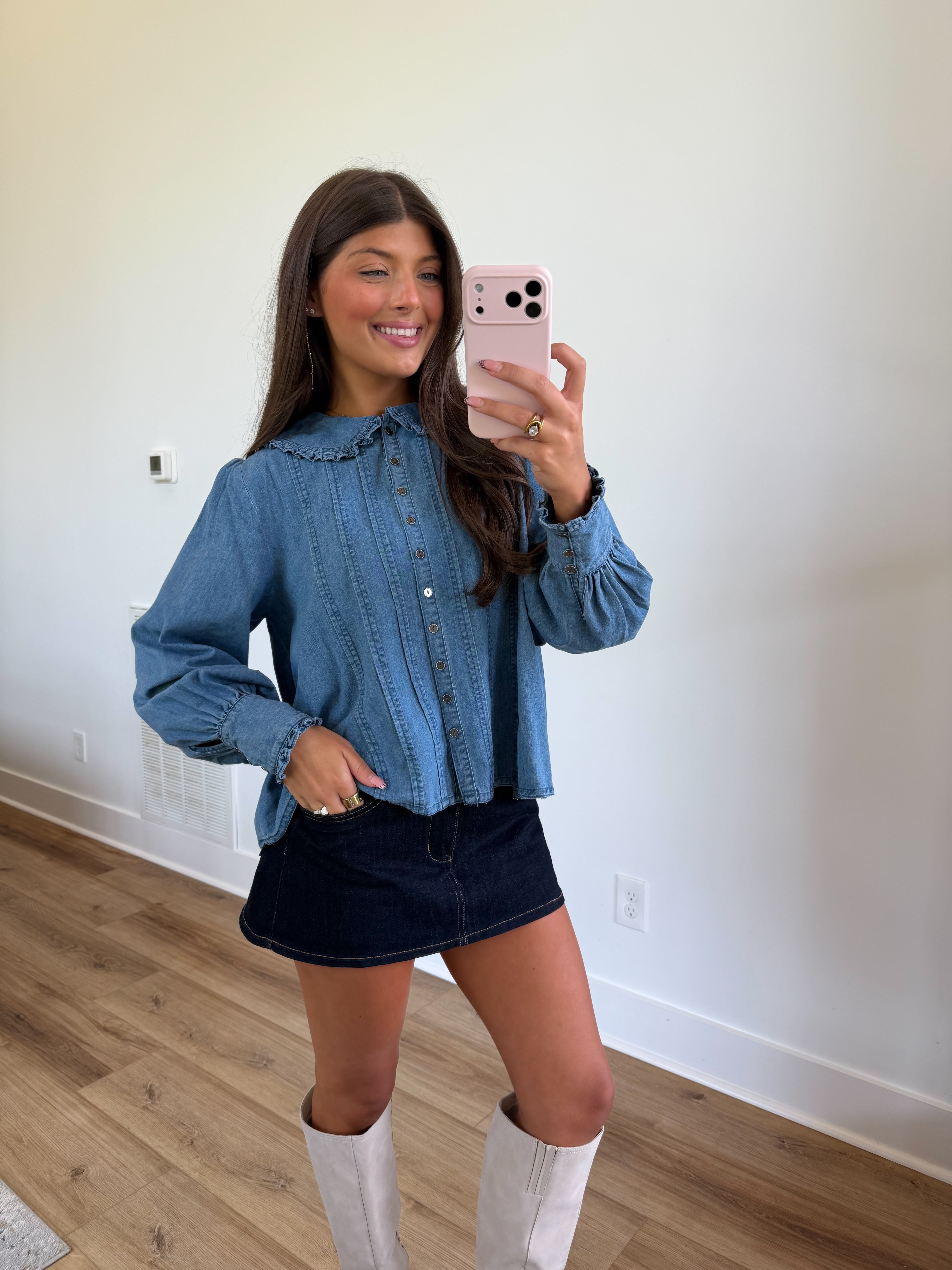 Collar Me Cute Denim Top