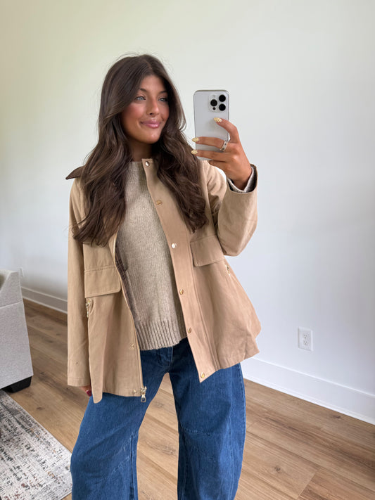 Beige Barn Jacket (Plaid Inside)