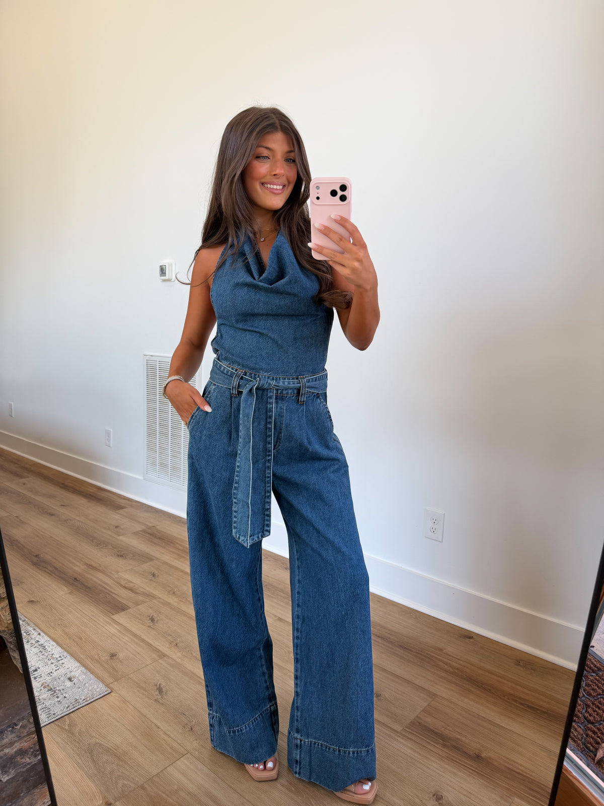 Halter Denim Jumpsuit