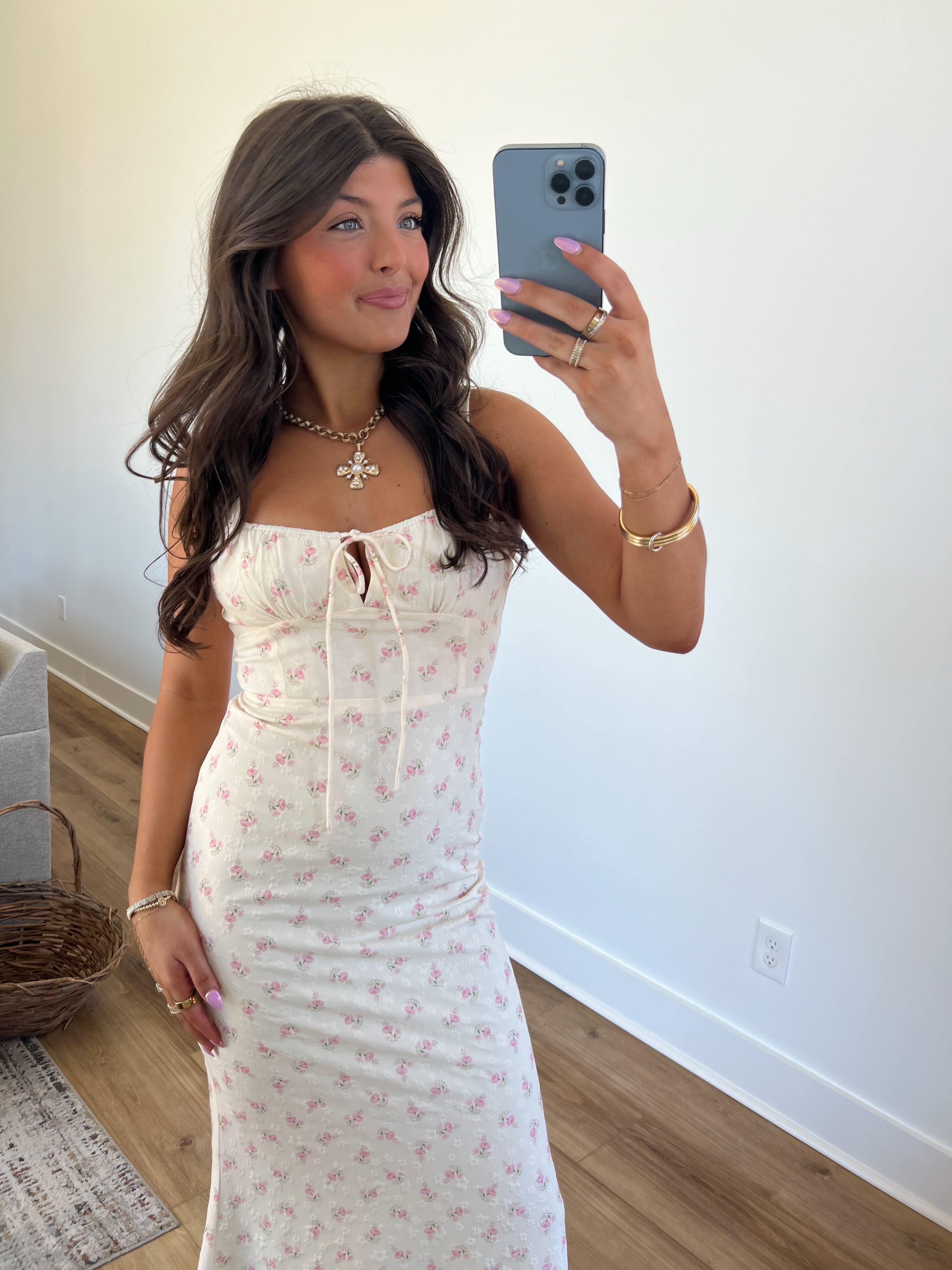 Clarice Pink Florals Maxi Dress