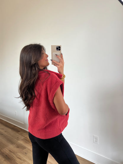 Red Cozy Soft Sweater Vest (PRE-ORDER/Restock)