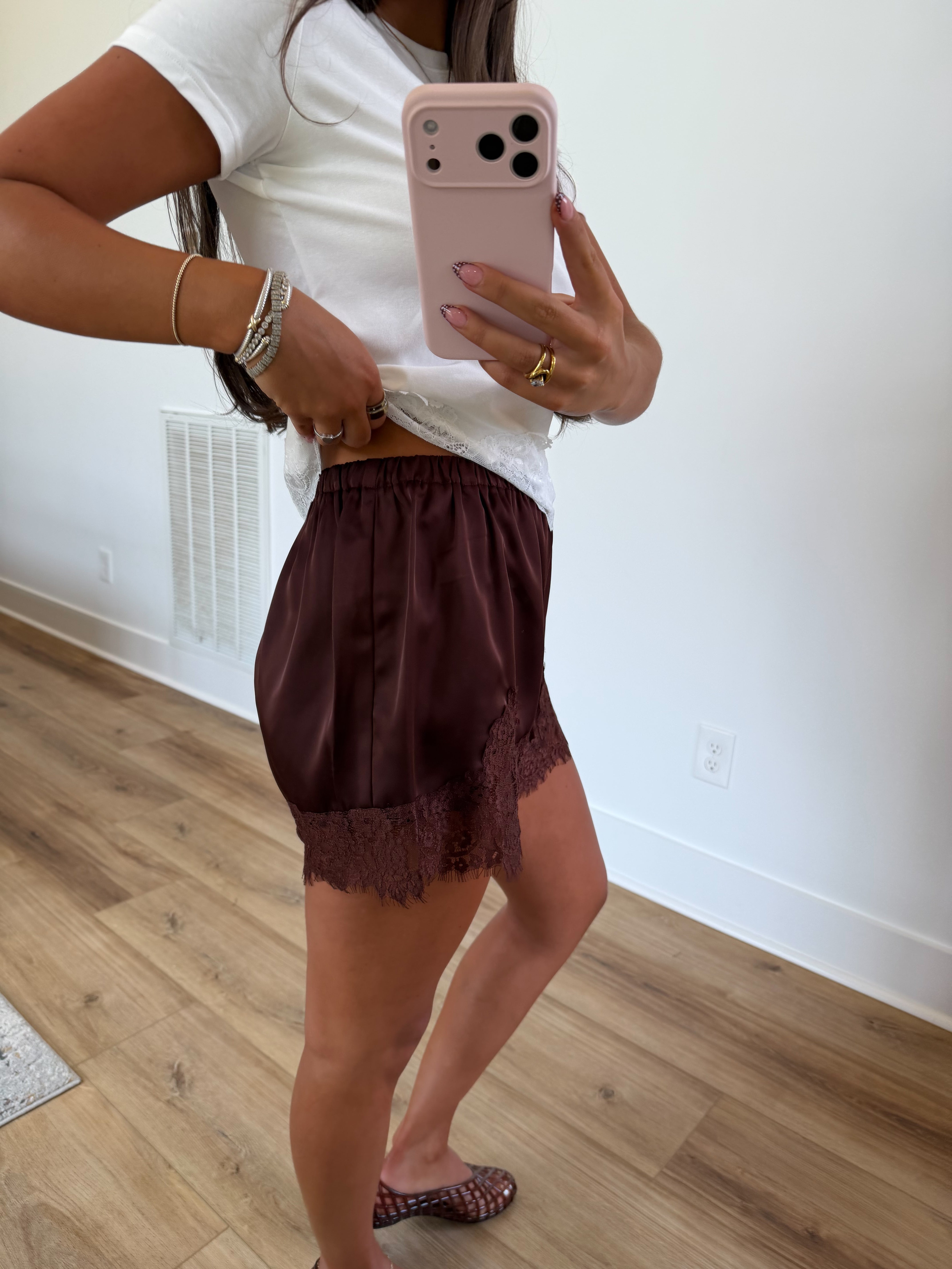 Espresso Lace Trim Shorts