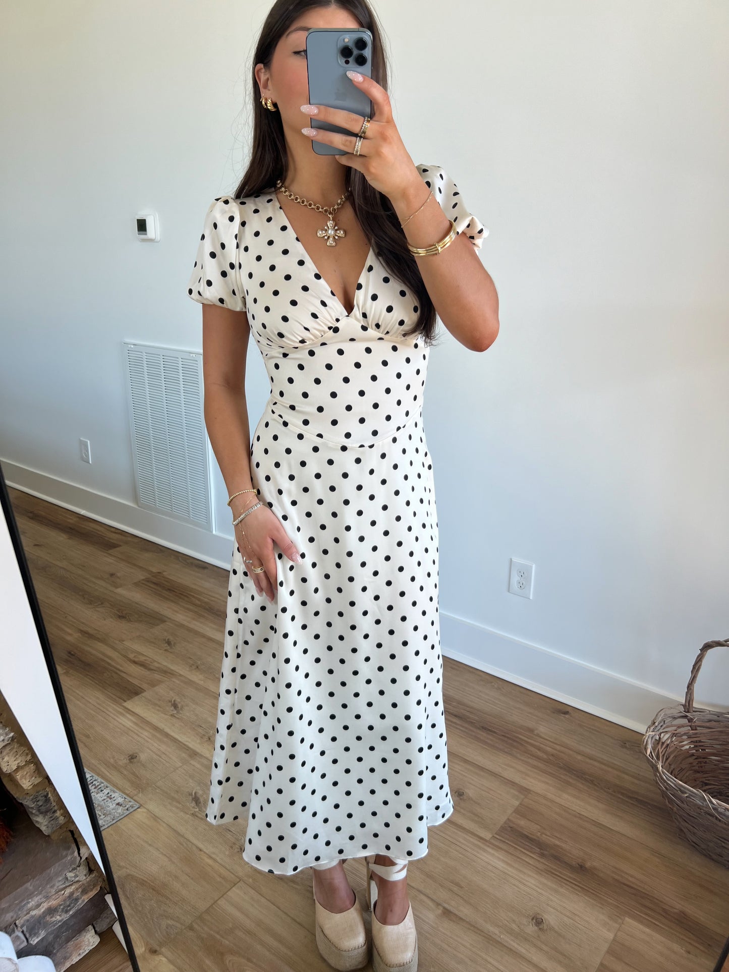 Emelie Polka-Dot Midi Dress
